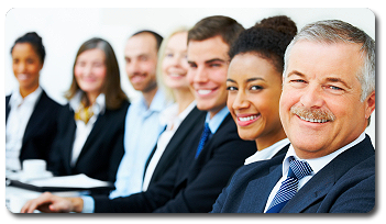 A group of businesspeople smiling